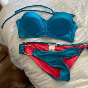Jessica Simpson brand blue bikini set size medium